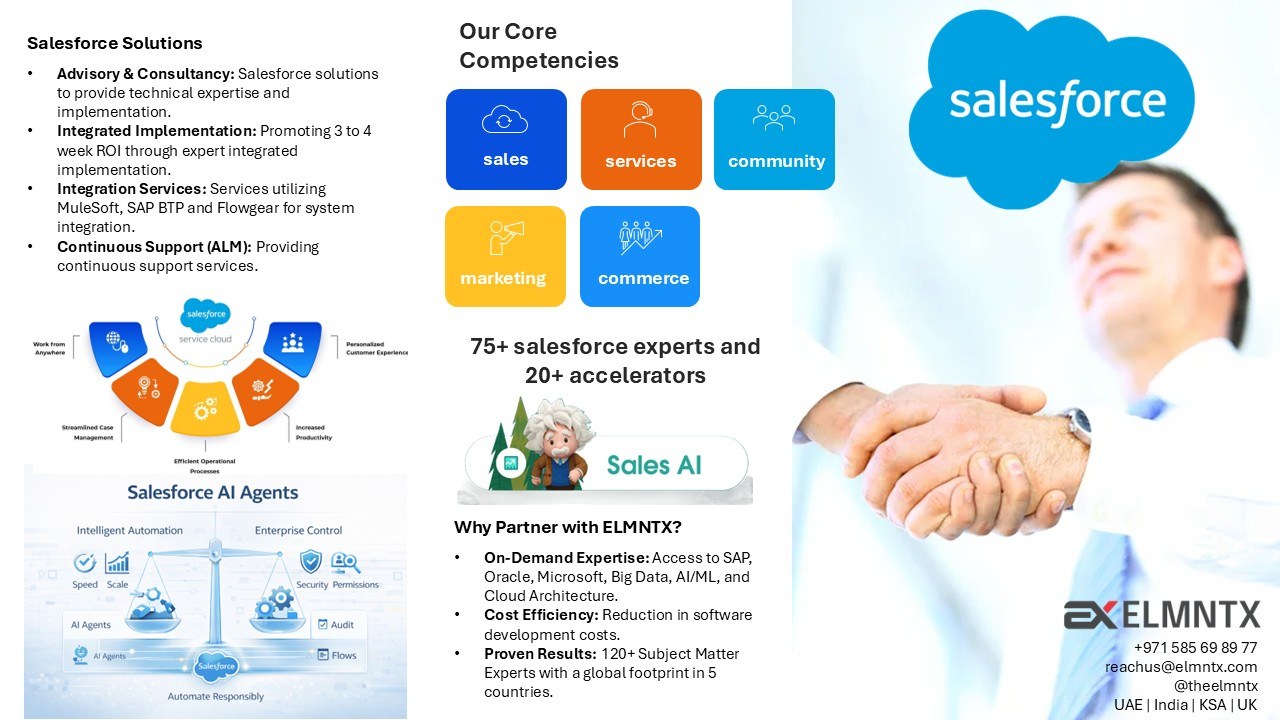 ELMNTX Salesforce Consultant Solutions — Sales, Services, Community, Marketing, Commerce